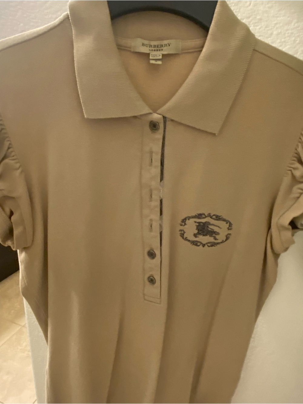 Burberry Tan Polo with Embroidered Label